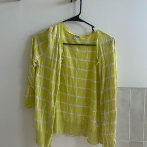 Lime green and white cardigan, Halogen, Size Medium